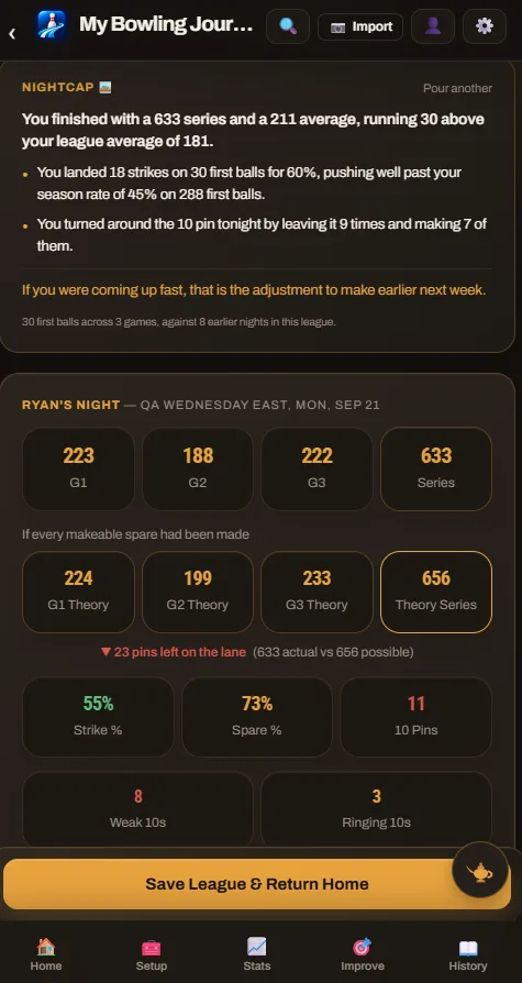 Nightcap's summary of a night, with the theory series